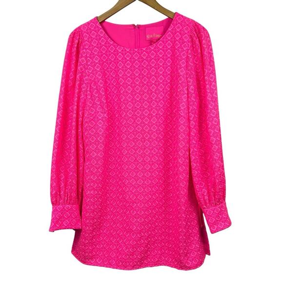 Lilly Pulitzer Fluorescent Neon Pink Aisha Romper Size 10 NWT Shorts Under Dress - Picture 1 of 16